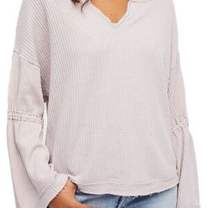 We The Free Soft Pink Waffle Knit Blouse